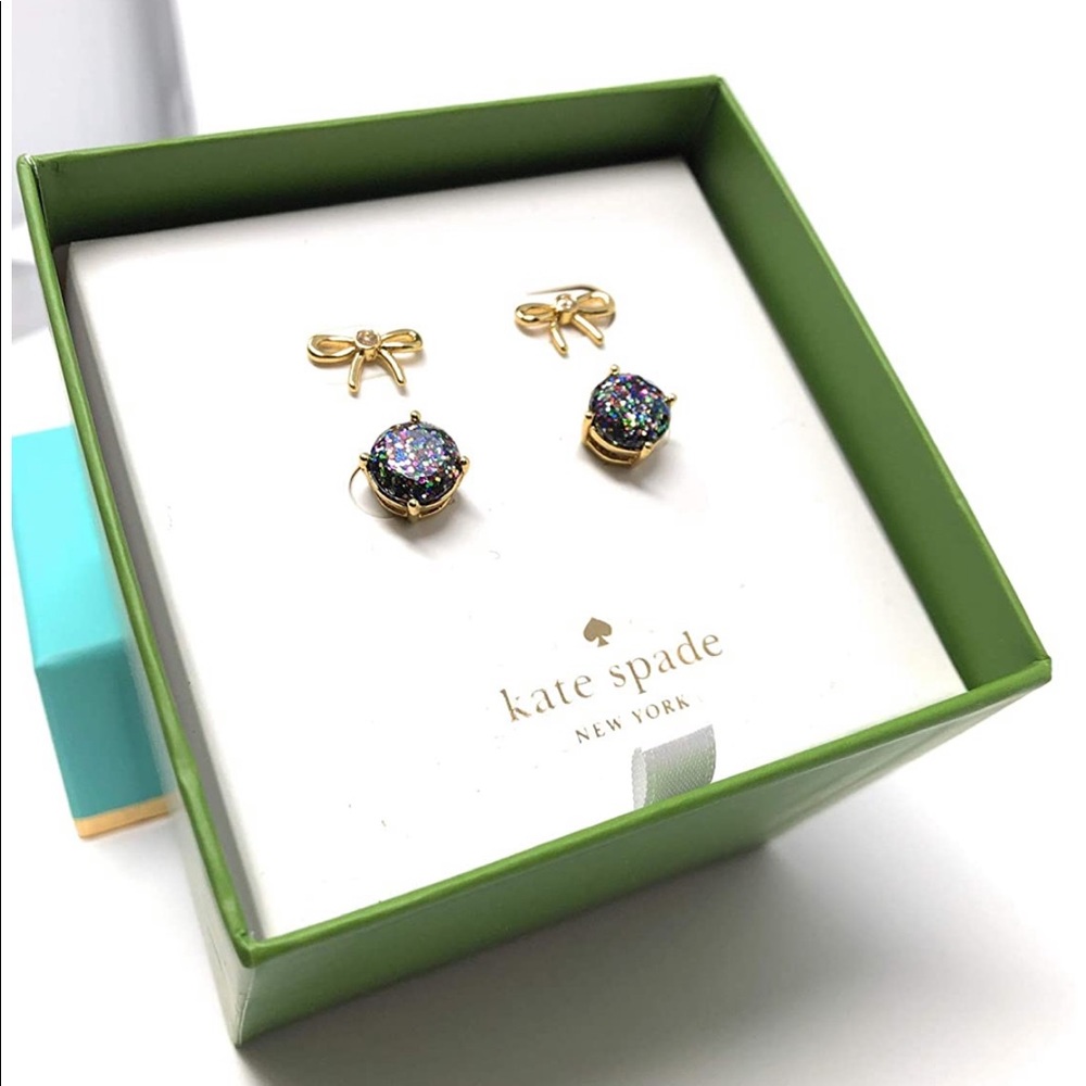 Kate Spade Gold Ribbon Bow & Glittering Stud